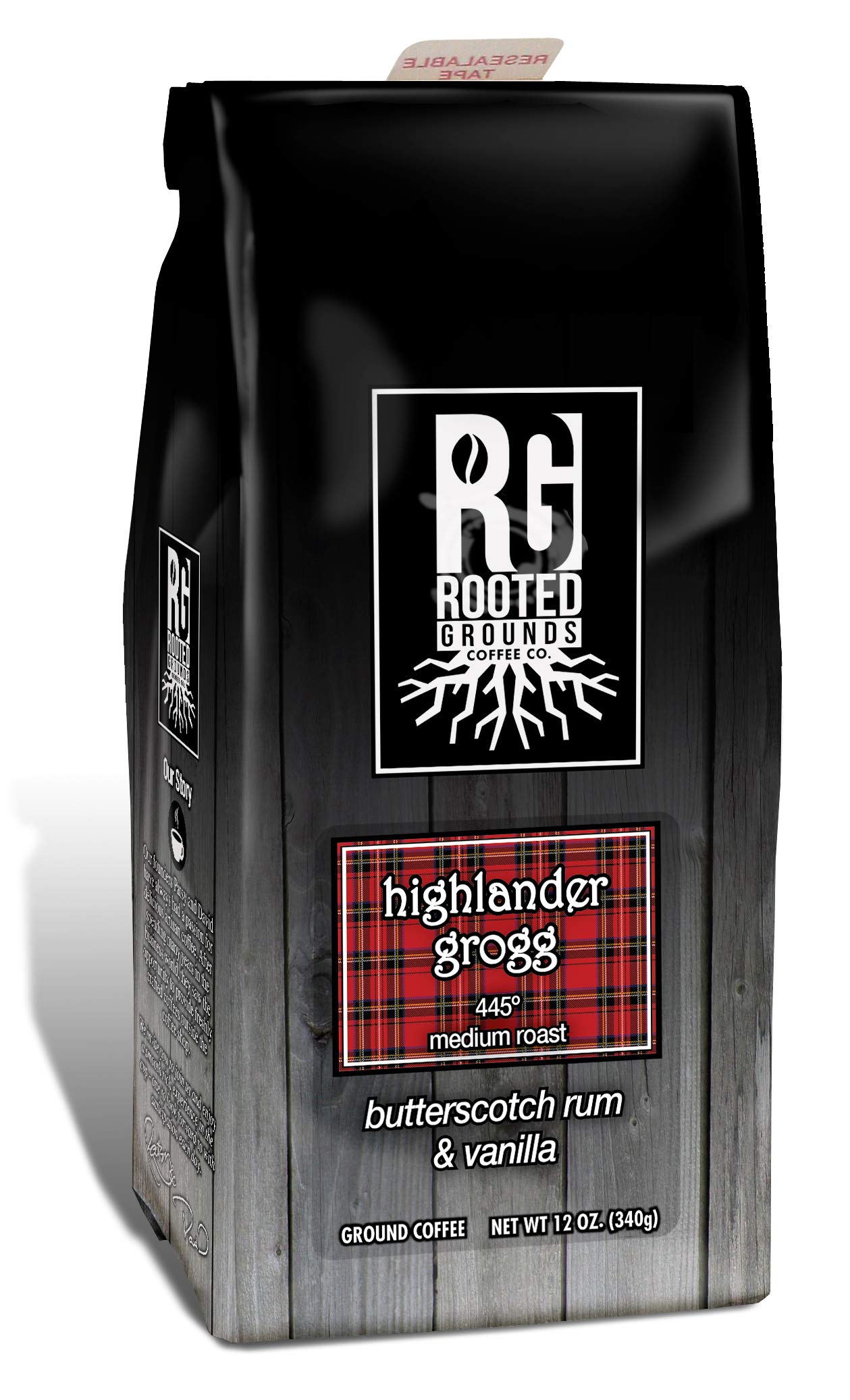 Rooted Grounds Small Batch Coffee - 100% Arabica Craft Coffee (Highlander Grogg)