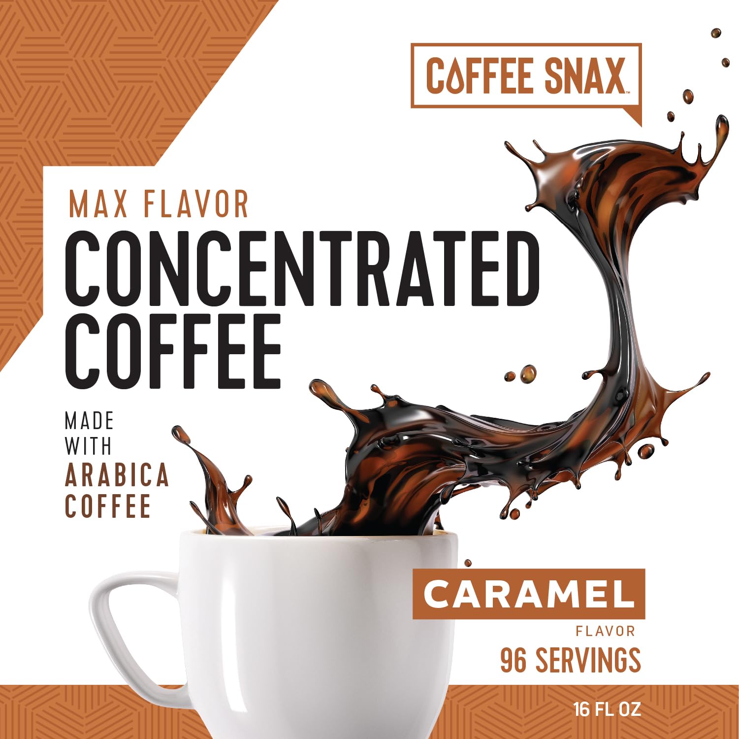 Coffee Snax Cold Brew Coffee Concentrate, Caramel Coffee Concentrate with No Added Sugar (Bulk 96 Servings Bottle, Caramel)