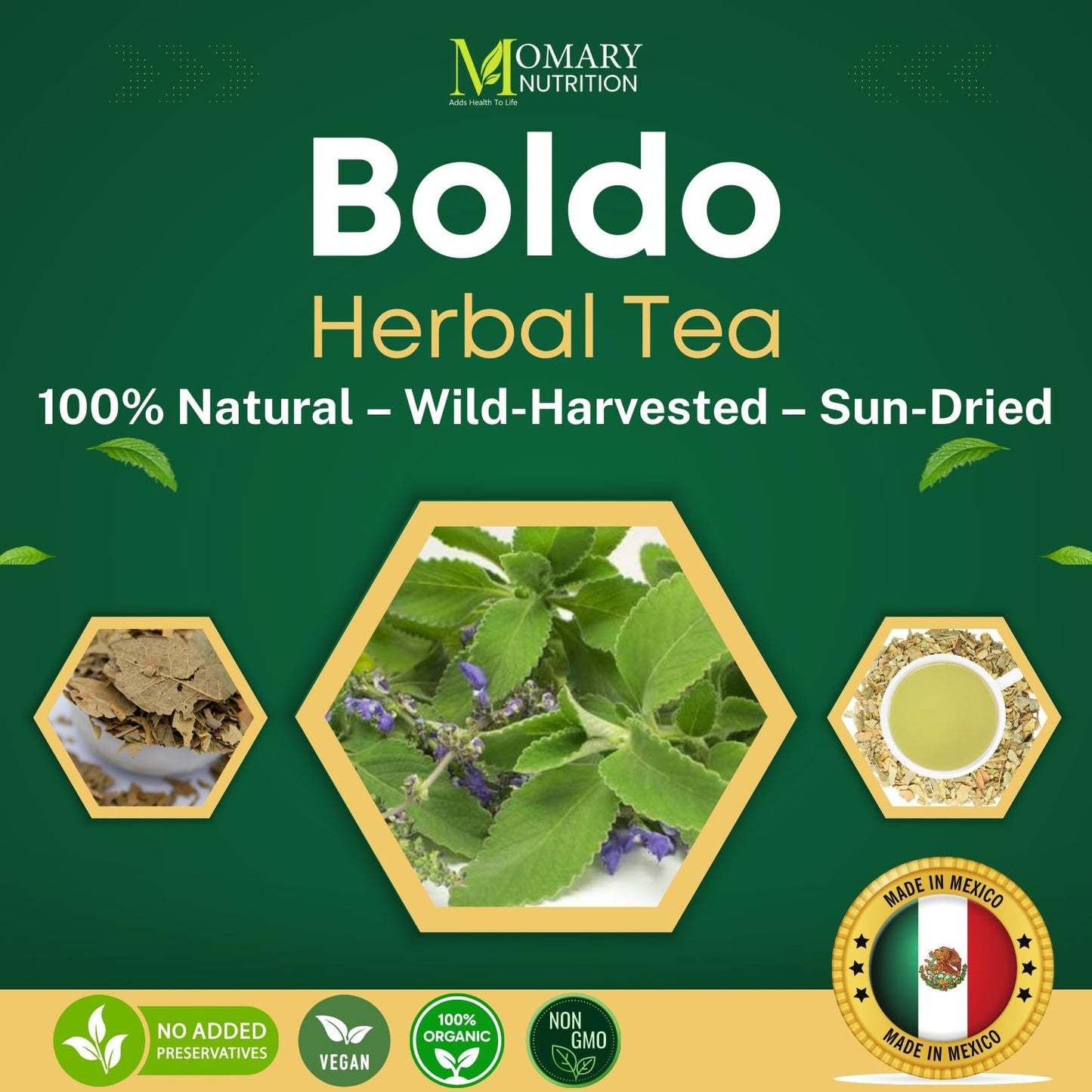 Boldo Leaves Herbal Tea - Hojas de Boldo (Peumus boldus) - Net Wt. 113 g (4 oz) - 100% Natural, Caffeine Free, Traditional Loose Leaf Boldus Herbal
