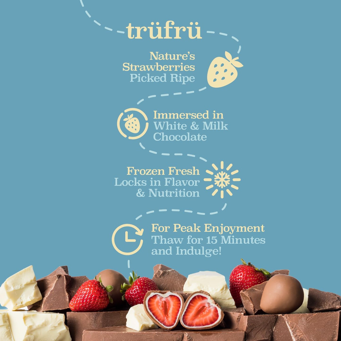 Tru Fru, Frozen Strawberries White And Milk Chocolate, 8 Ounce