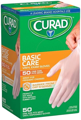 CURAD Powder-Free Vinyl Exam Gloves-50 ct
