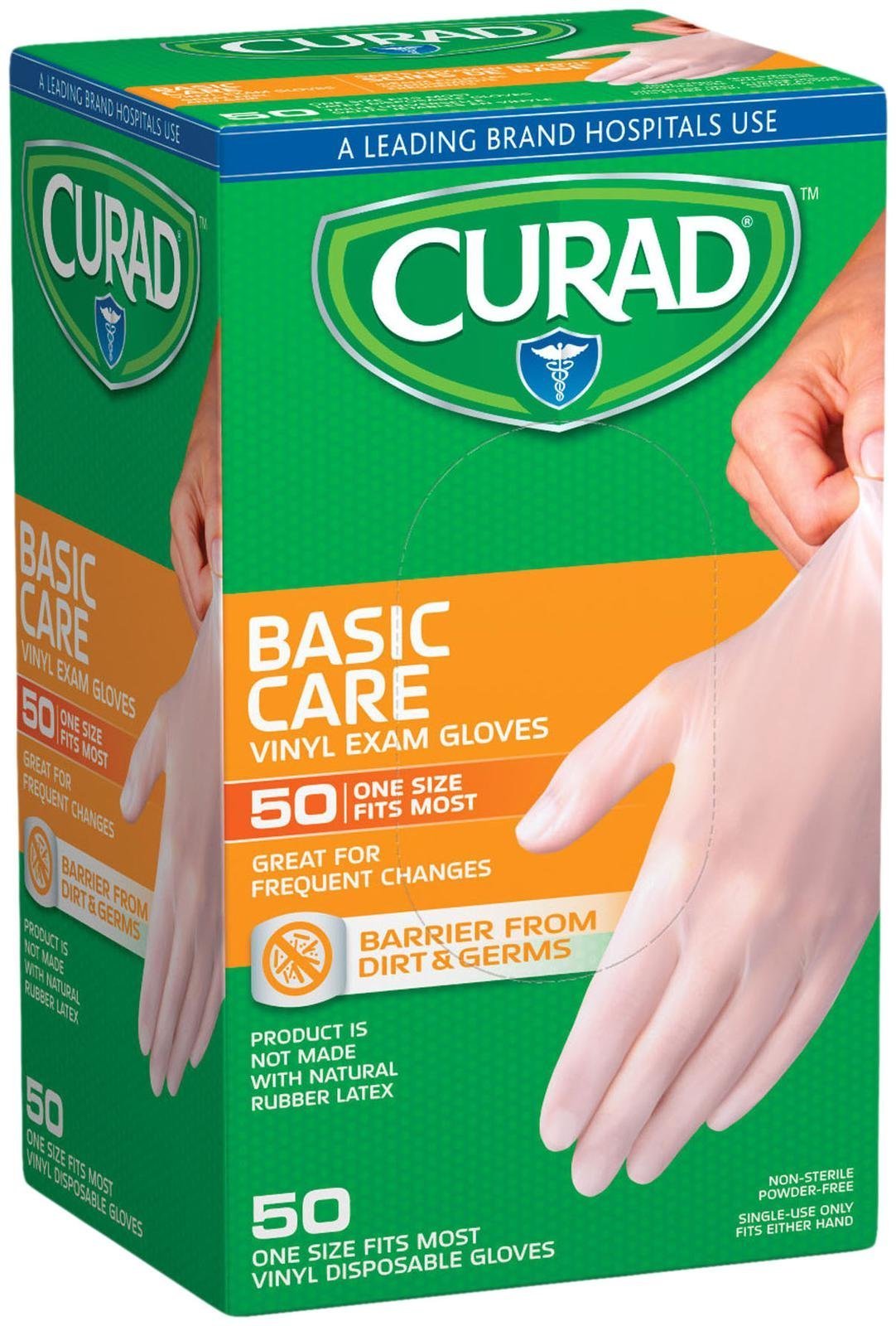 CURAD Powder-Free Vinyl Exam Gloves-50 ct