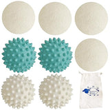 XL Wool Dryer Balls, 8PCS Natural Fabric Softener, Fluff Laundry Wrinkle Release and Saves Drying Time, Reusable (4PCS Plastic Balls and 4PCS Wool