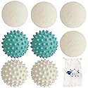 XL Wool Dryer Balls, 8PCS Natural Fabric Softener, Fluff Laundry Wrinkle Release and Saves Drying Time, Reusable (4PCS Plastic Balls and 4PCS Wool