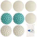XL Wool Dryer Balls, 8PCS Natural Fabric Softener, Fluff Laundry Wrinkle Release and Saves Drying Time, Reusable (4PCS Plastic Balls and 4PCS Wool