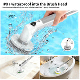 Electric Spin Scrubber, Cordless 20W High-Torque Cleaning Brush Bathroom Scrubber, IPX7 Waterproof Electric Scrubber with 6 Brush Heads, Extendable