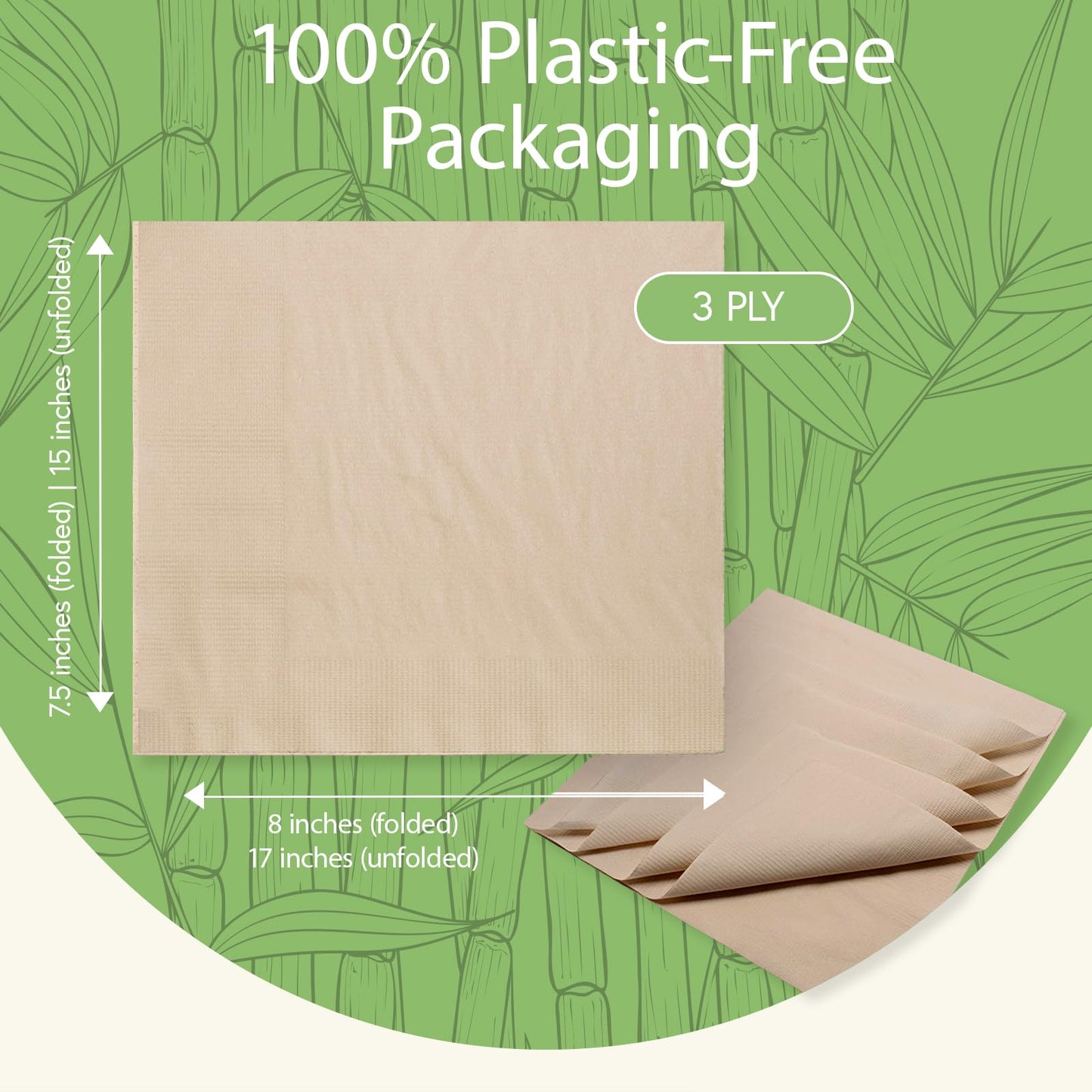 100% Bamboo Compostable Napkins (250-Pack) | Heavy Duty Napkins for Lunch, Dinner, Events, Occasions & Entertaining | Eco Friendly | 3-Ply FSC