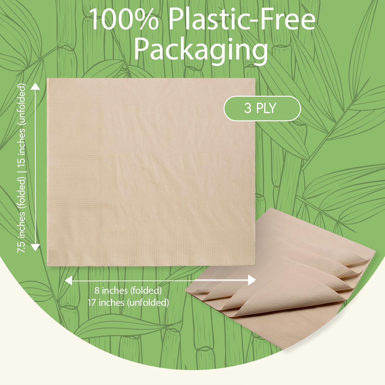 100% Bamboo Compostable Napkins (250-Pack) | Heavy Duty Napkins for Lunch, Dinner, Events, Occasions & Entertaining | Eco Friendly | 3-Ply FSC