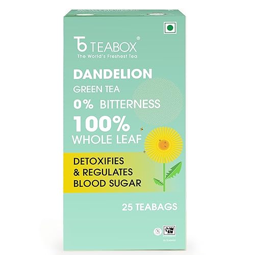Teabox Premium Darjeeling Green Tea With Dandelion Roots | 100% Whole Leaf & 0% Bitterness | Green Tea From The Himalayas | 25 Tea Bags (Low Caffeine)