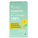 Teabox Premium Darjeeling Green Tea With Dandelion Roots | 100% Whole Leaf & 0% Bitterness | Green Tea From The Himalayas | 25 Tea Bags (Low Caffeine)