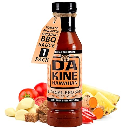 Da Kine Hawaiian BBQ Sauce, Premium Gourmet Barbecue Sauce Made in Small Batches, Gluten-Free BBQ Sauce for Meat, Fish, and Vegetables - Original 12