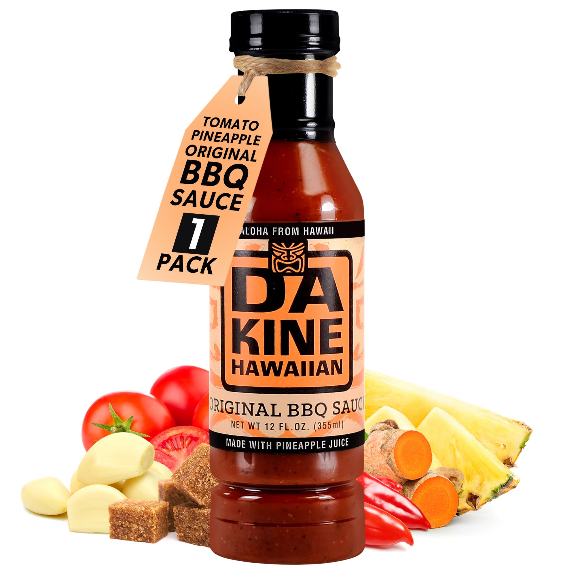 Da Kine Hawaiian BBQ Sauce, Premium Gourmet Barbecue Sauce Made in Small Batches, Gluten-Free BBQ Sauce for Meat, Fish, and Vegetables - Original 12