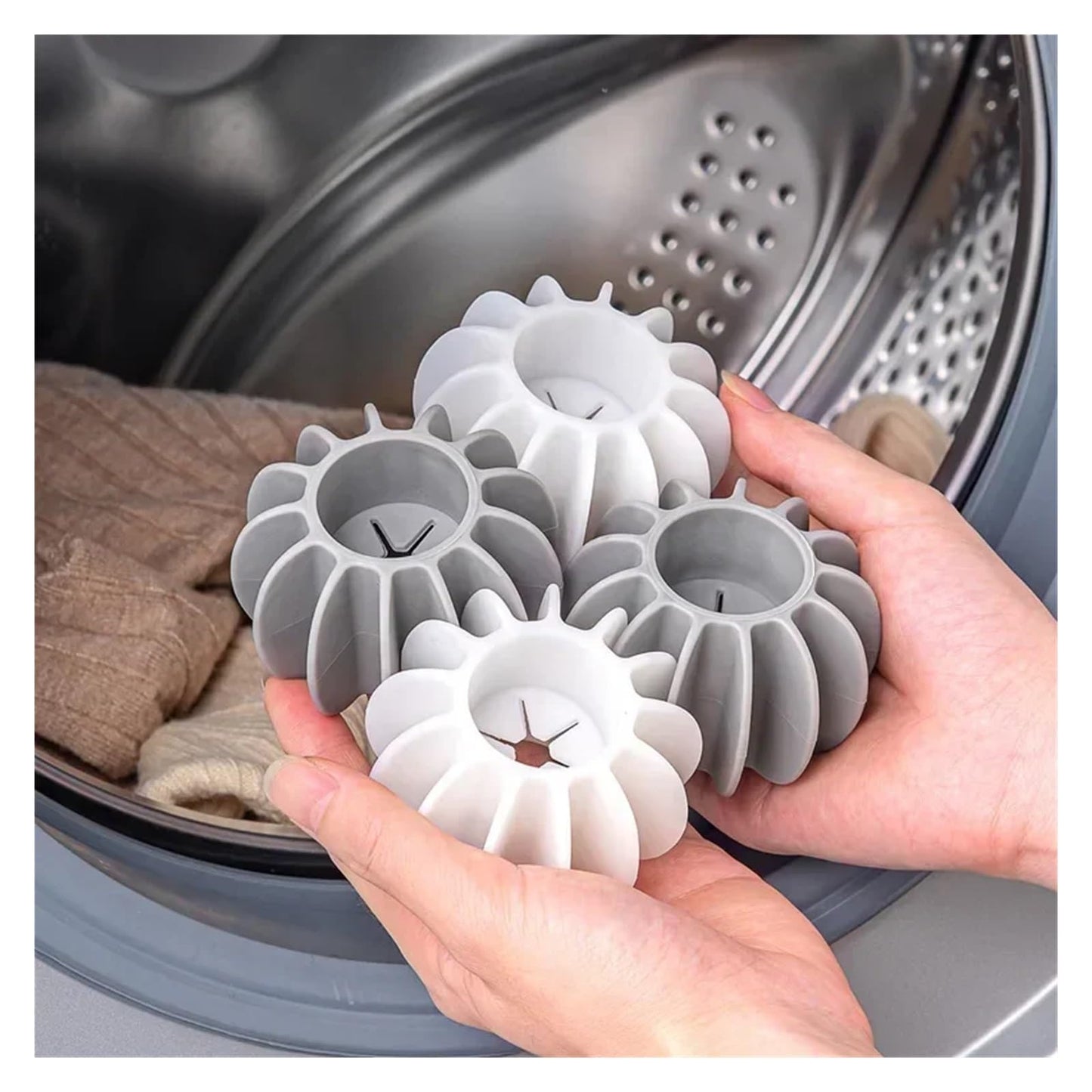 Reusable Silicone Laundry Balls, Pet Hair Remover and Catcher for Washing Machine, Anti-Tangle Clothes Cleaning Tool for Household Use(White 10PCS)