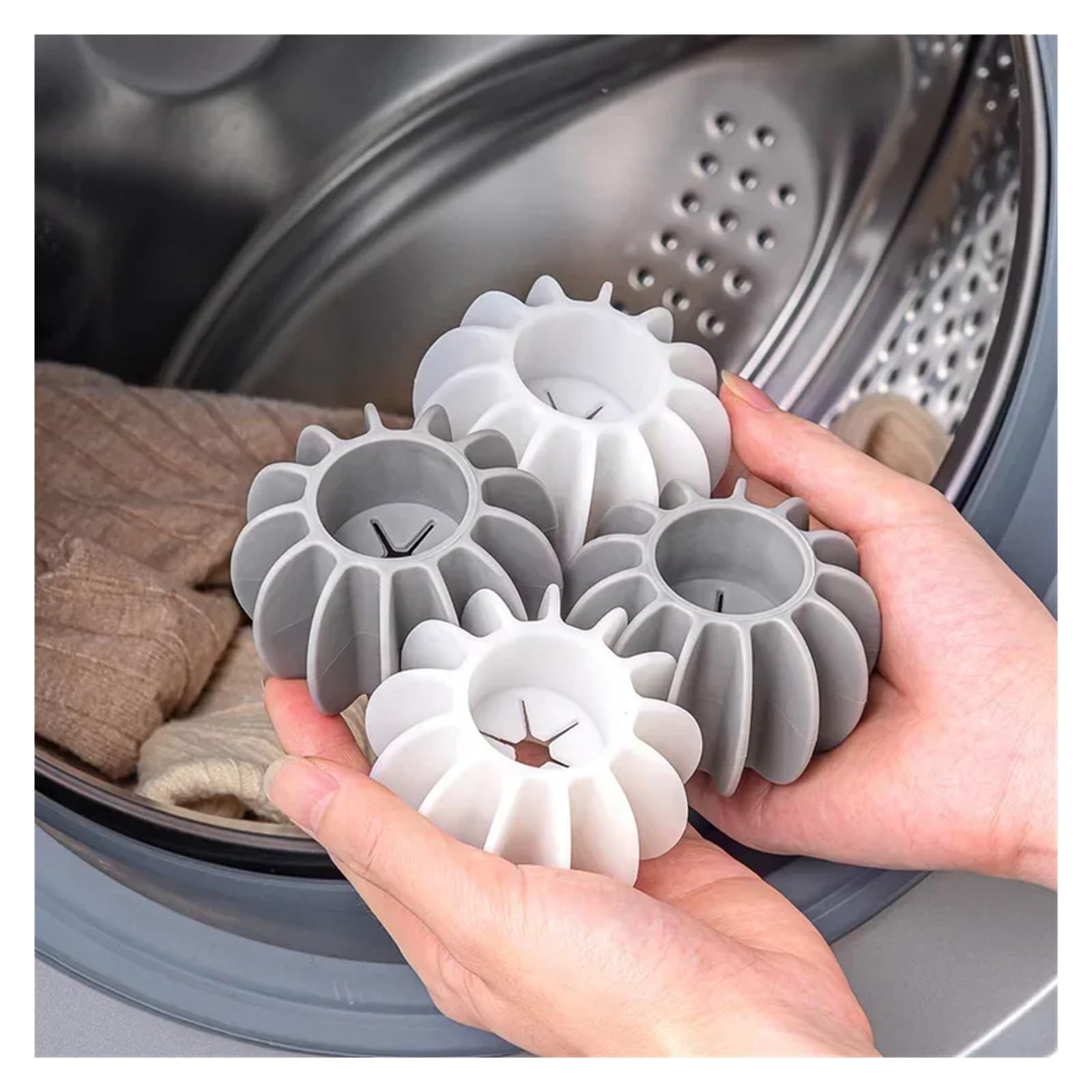 Reusable Silicone Laundry Balls, Pet Hair Remover and Catcher for Washing Machine, Anti-Tangle Clothes Cleaning Tool for Household Use(White 10PCS)