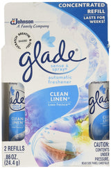 Glade Sense & Spray Automatic Air Freshener Refill, Clean Linen, 2 Ct, 0.86 oz