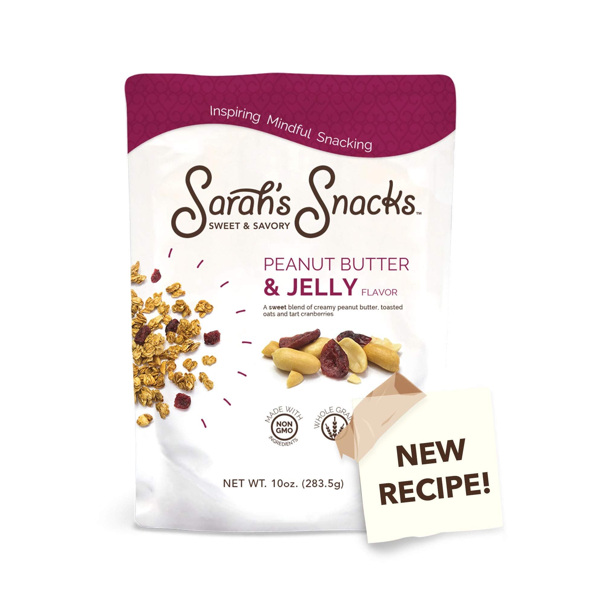 Peanut Butter and Jelly Snack Mix, Low Carb Granola, Non-GMO, Dairy Free, with Whole Grain Oats, Dried Cranberries, and Organic Cinnamon, Granola