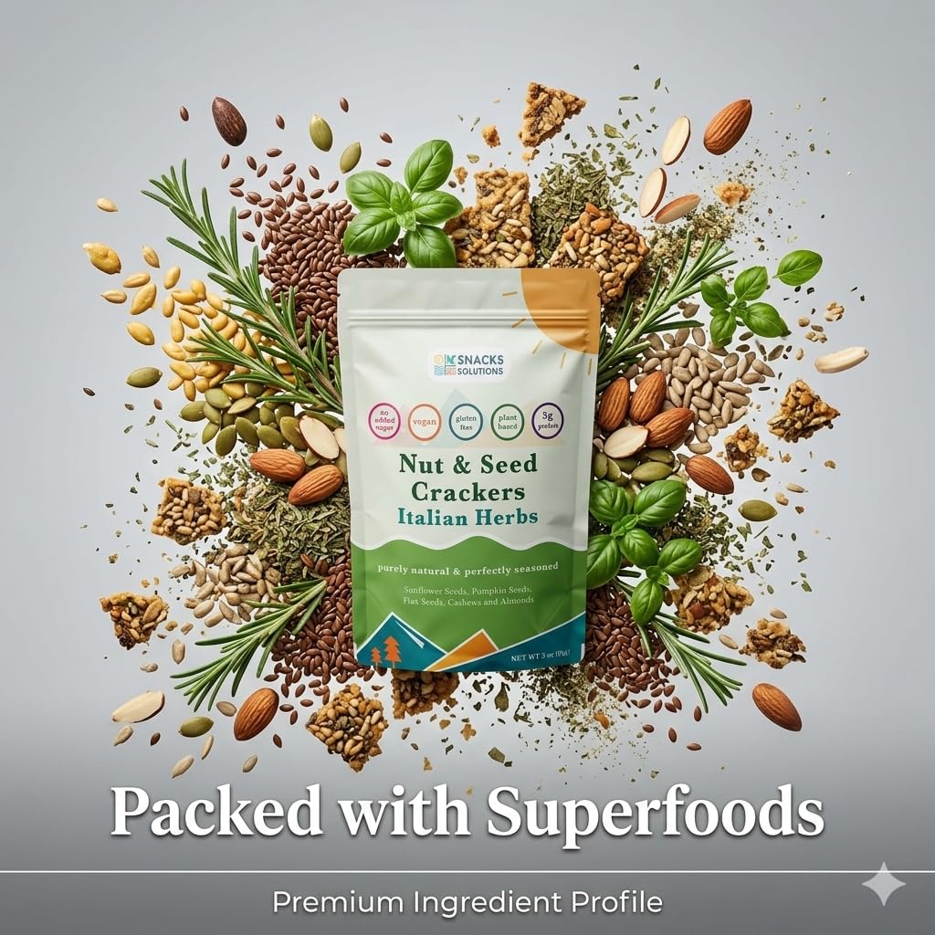 Snacks Solutions Nut & Seed Crackers (3 oz - Pack of 4, Variety)
