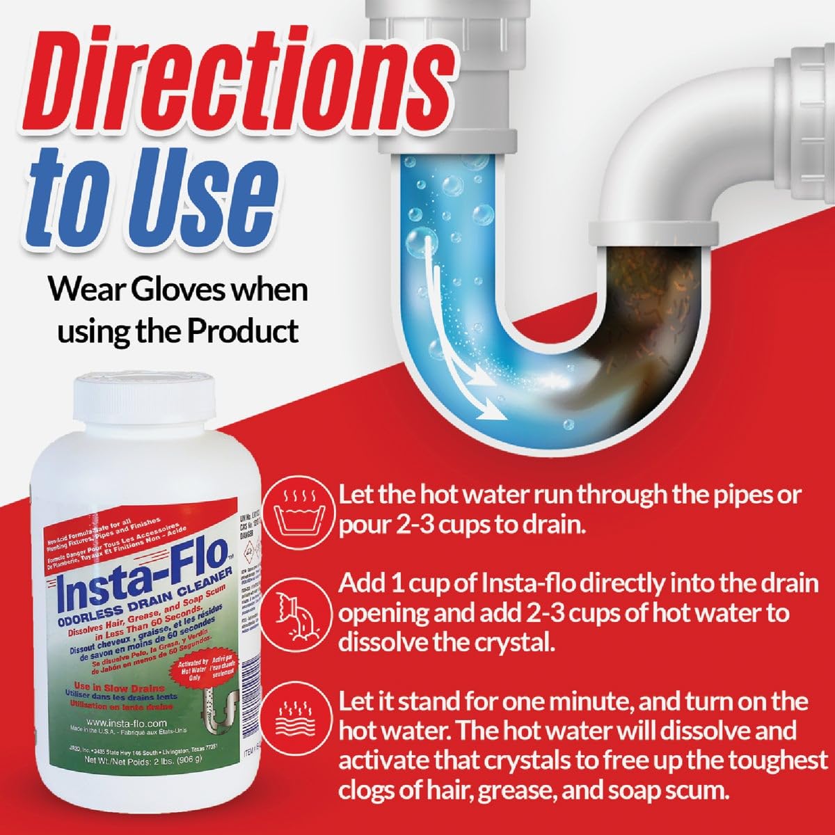 Insta-Flo Crystals Drain Cleaner 2 lb.