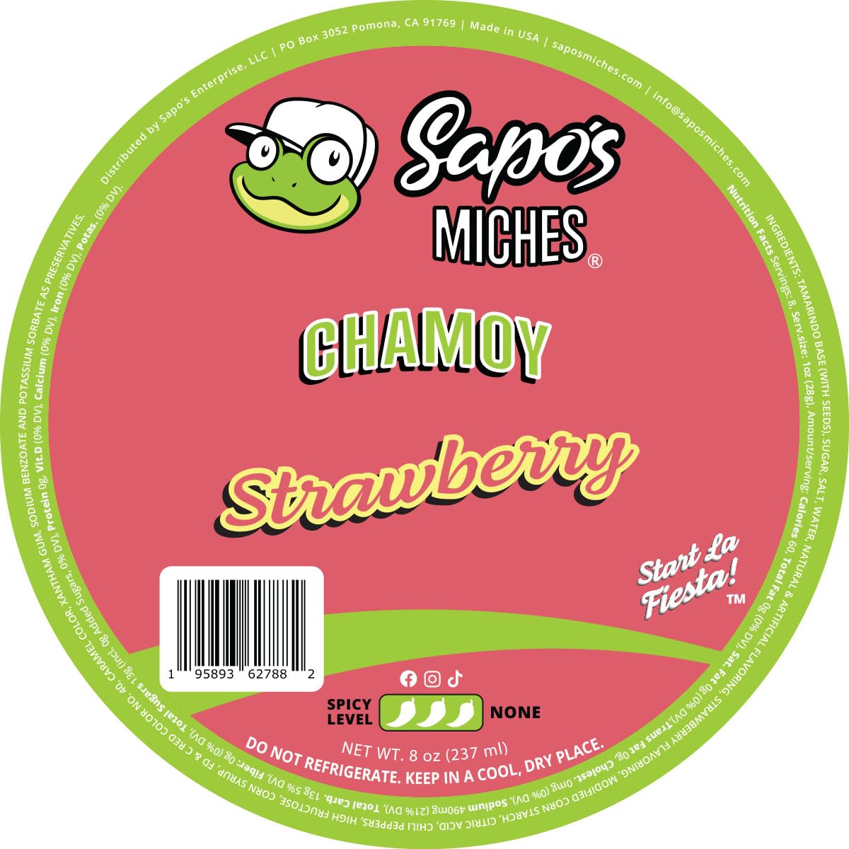 Sapo's Miches Chamoy Rim Dip - Tamarind Candy Sauce for Drinks, Micheladas & Cocktails, 8 oz (Strawberry)