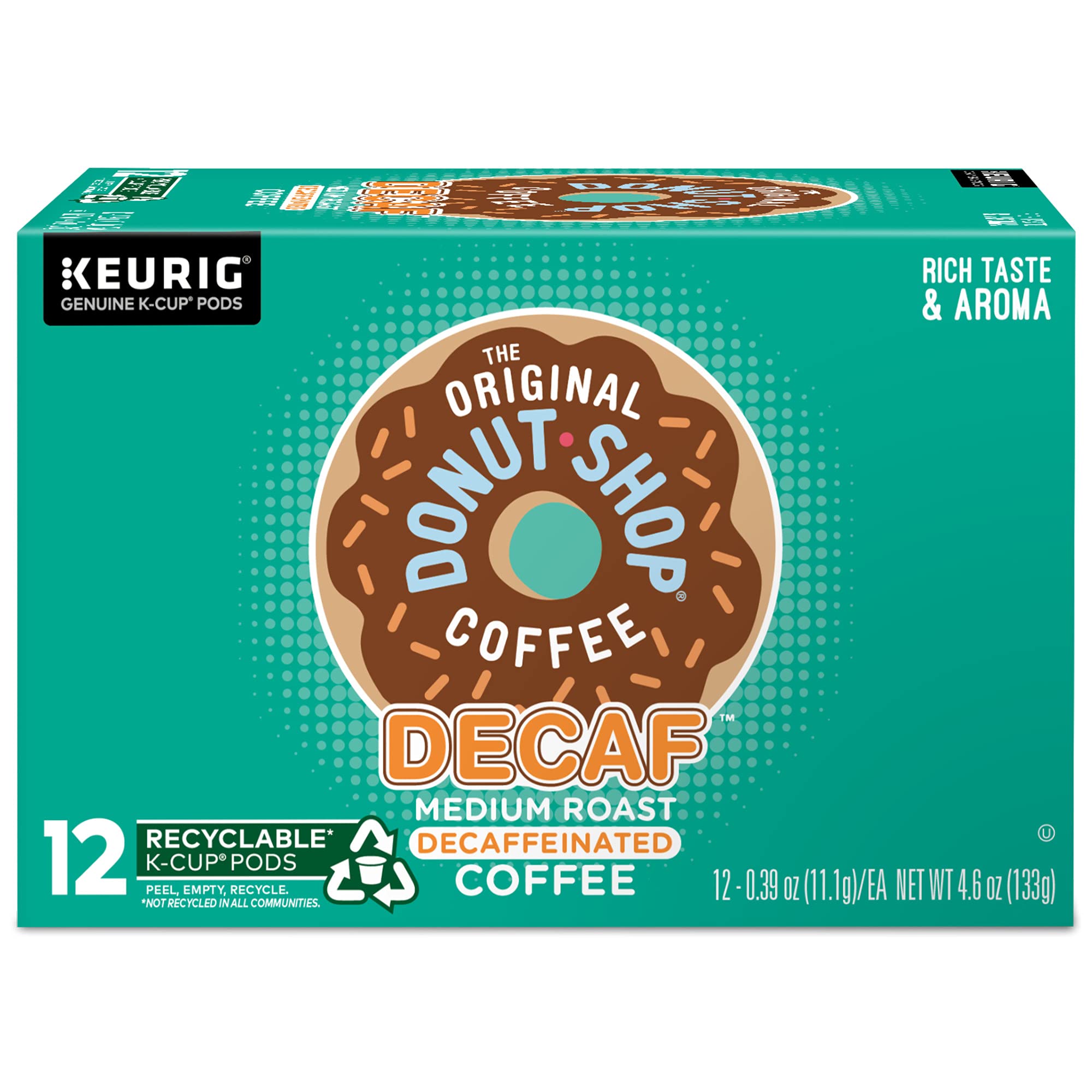 The Original Donut Shop Keurig Single-Serve K-Cup Pods, Decaf Keurig Single-Serve K-Cup Pods, Medium Roast Coffee, 12 Count