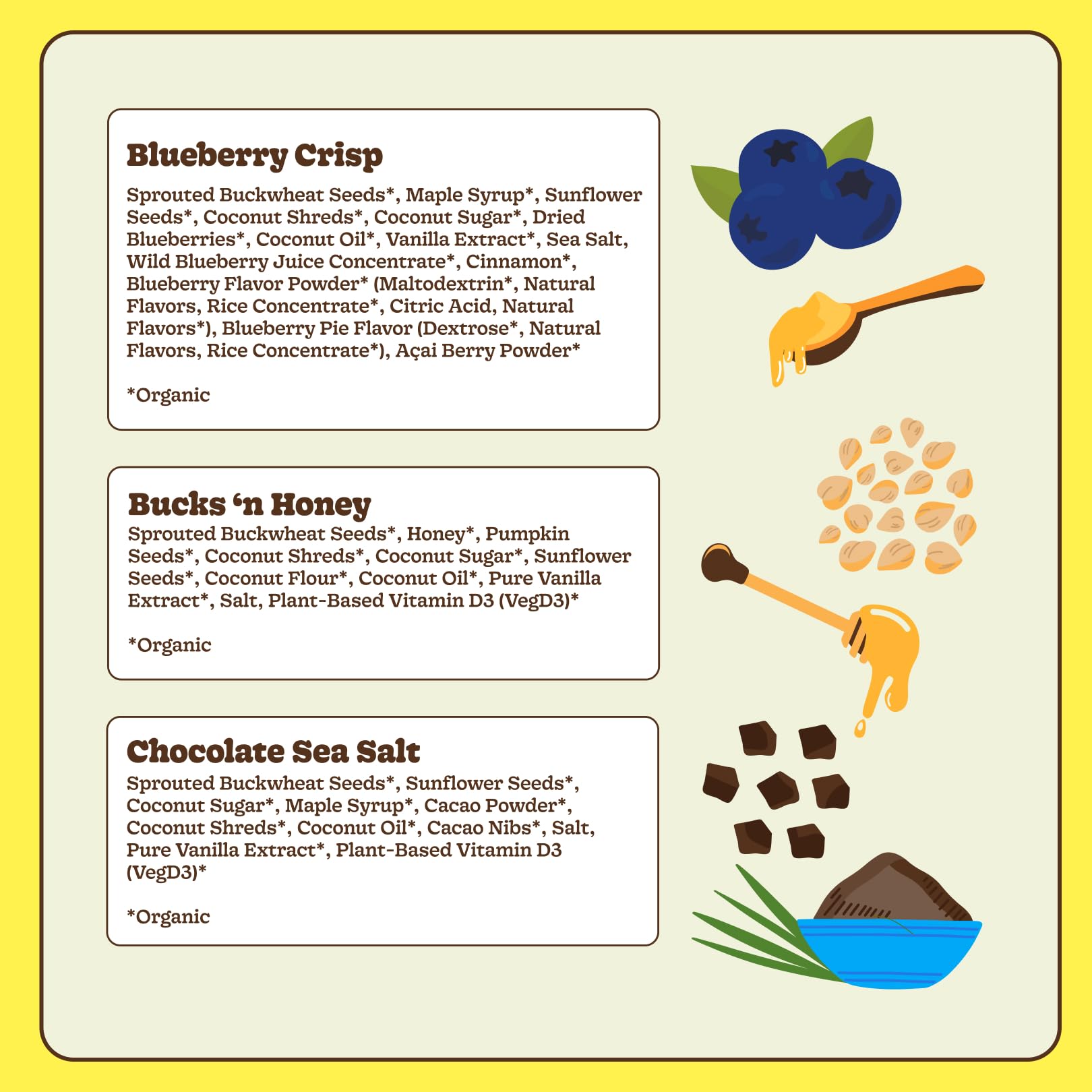 Clusterbucks Superfood Clusters - Grain-Free, Keto-Friendly Granola with Regeneratively Grown Sprouted Buckwheat- Gluten-Free, Low-Carb, Organic