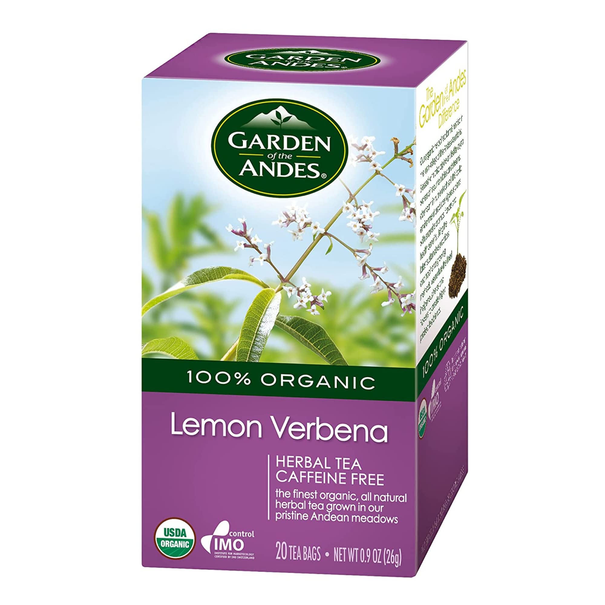 Garden of the Andes Herbal Organic Decaf Lemon Verbena Hot Tea Bags, 0.9 oz, 20 Count (Pack of 3)…
