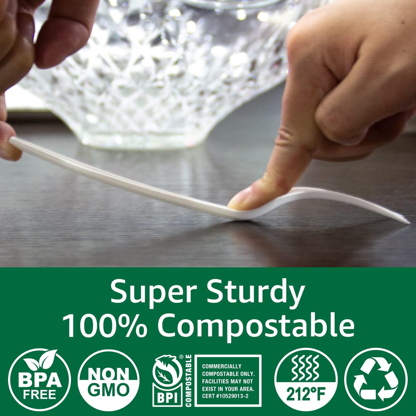 BIOCEAN 100% Compostable No Plastic Knives Forks Spoons Utensils, The Heavyweight Heavy Duty Flatware is Eco Friendly Products for Lounge Party