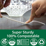 BIOCEAN 100% Compostable No Plastic Knives Forks Spoons Utensils, The Heavyweight Heavy Duty Flatware is Eco Friendly Products for Lounge Party