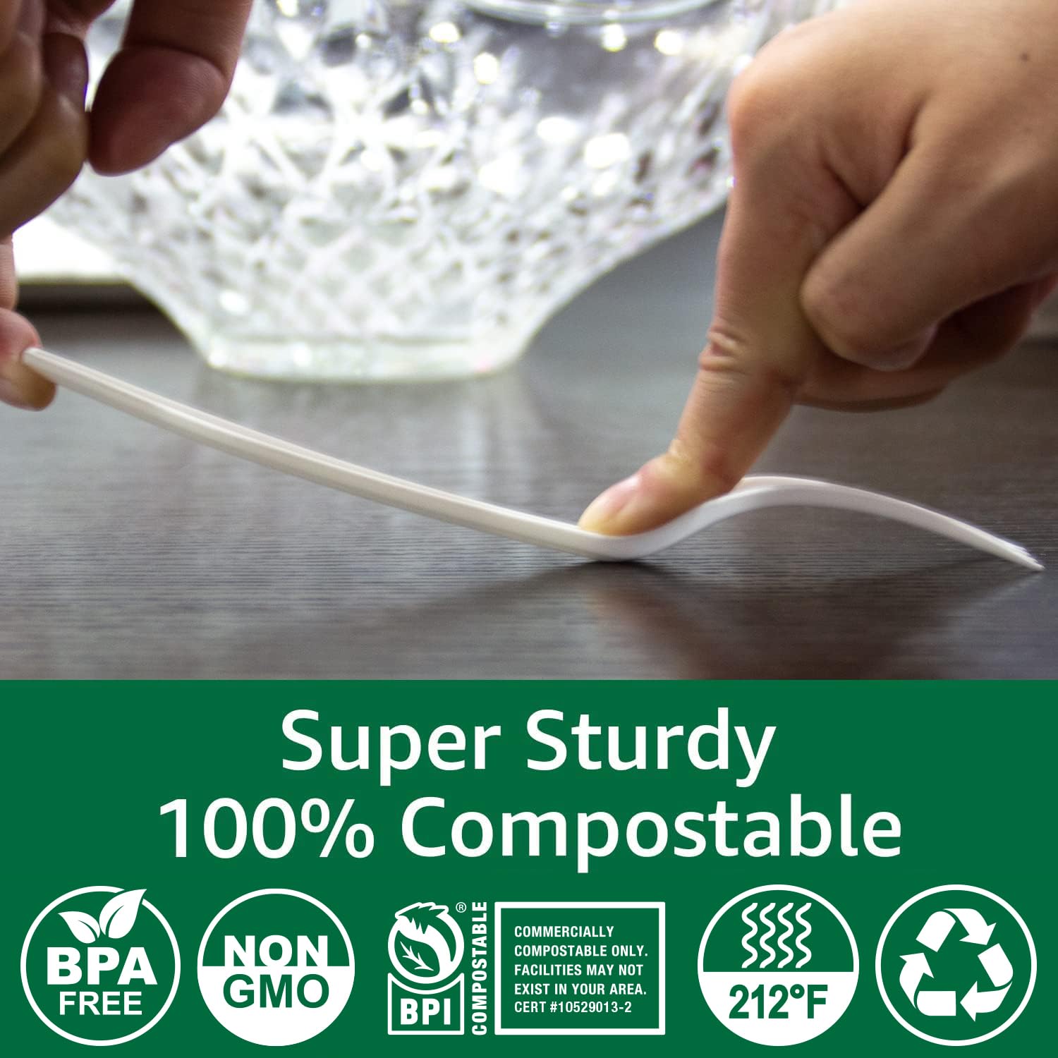 BIOCEAN 100% Compostable No Plastic Knives Forks Spoons Utensils, The Heavyweight Heavy Duty Flatware is Eco Friendly Products for Lounge Party