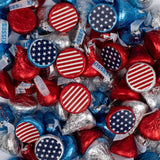 255ct Patriotic Stars & Stripes Stickered Hersheys Milk Chocolate Bulk Kisses For Party Favors And Gifts, Parade Candy, Buffets, Treat Bags & More