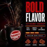 Banned Coffee ™ Strongest High Caffeine Coffee Pods for Keurig ® Brewers - Extra Strong Medium Dark Roast K-Cups - Bold Flavor, Smooth Finish - 12