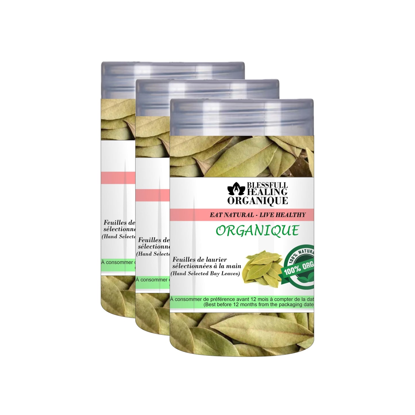 Blessfull Healing Organic Hand Selected Bay Leaf 30 Gram (1.05 oz) Each (Pack Of 3) = 90 Grams, Vegan