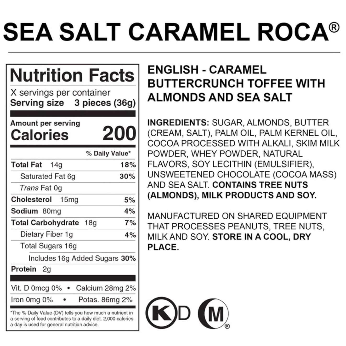 Almond Roca Stand-Up Box - 5oz Individually Wrapped Chocolate Candy - Caramel Buttercrunch Toffee with Almonds & Sea Salt - Gluten Free, Kosher