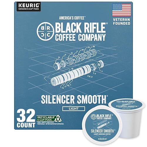 Black Rifle Coffee Company Silencer Smooth, 32 Count, Light Roast K Cups - Single Serve K Cups Coffee Pods - Kcup Pods Compatible with Keurig 1.0