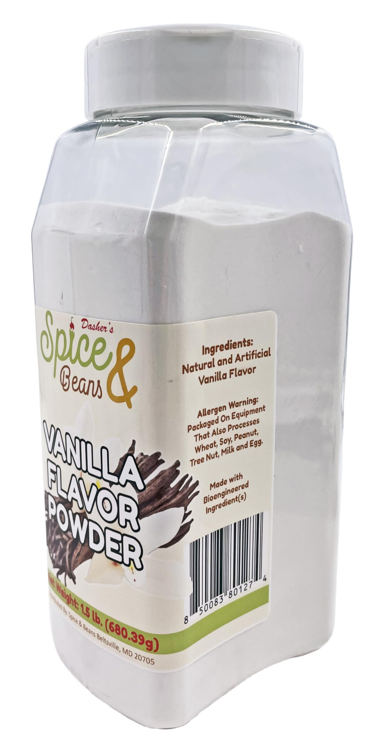 Vanilla Flavoring Powder | Liquid Vanilla Alternative | by Dasher's Spice & Beans | 1.5 lb