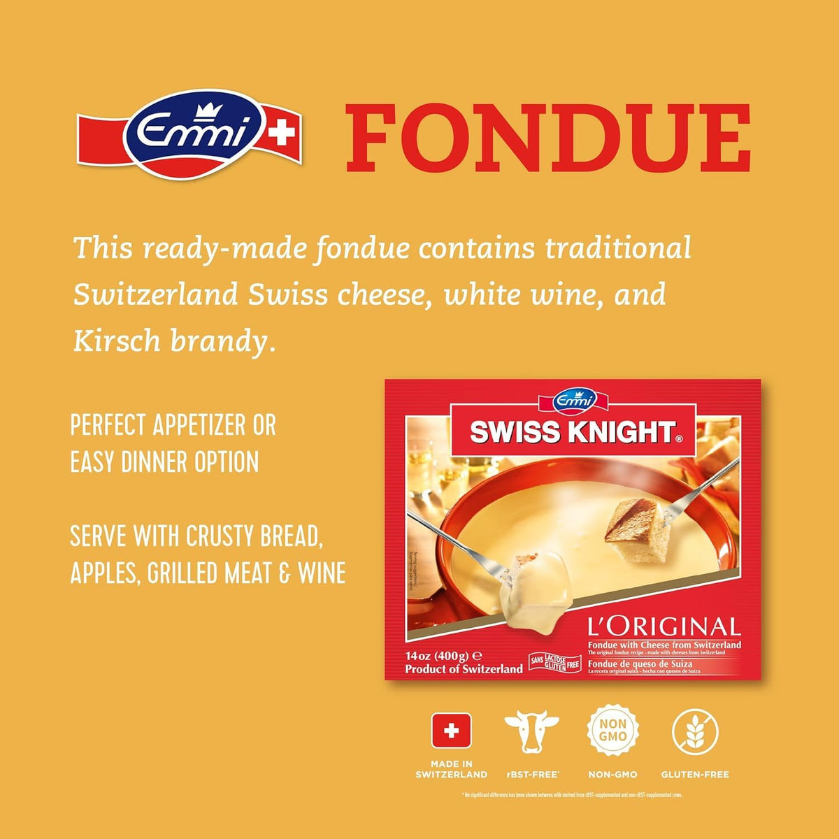 Swiss Knight Classic Fondue, 14 oz