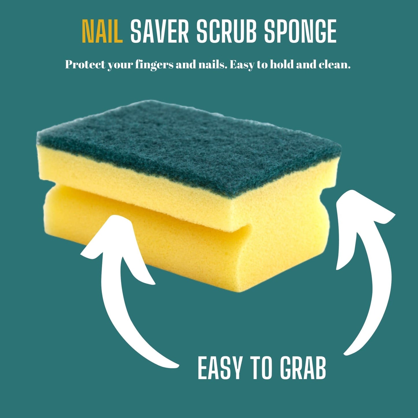 VHD Easy Grab Nail Saver Scrub Sponges, for Washing Dishes and Cleaning Kitchen, for All Surfaces, 10 Pieces Scrub Sponges with 1 Piece Orange