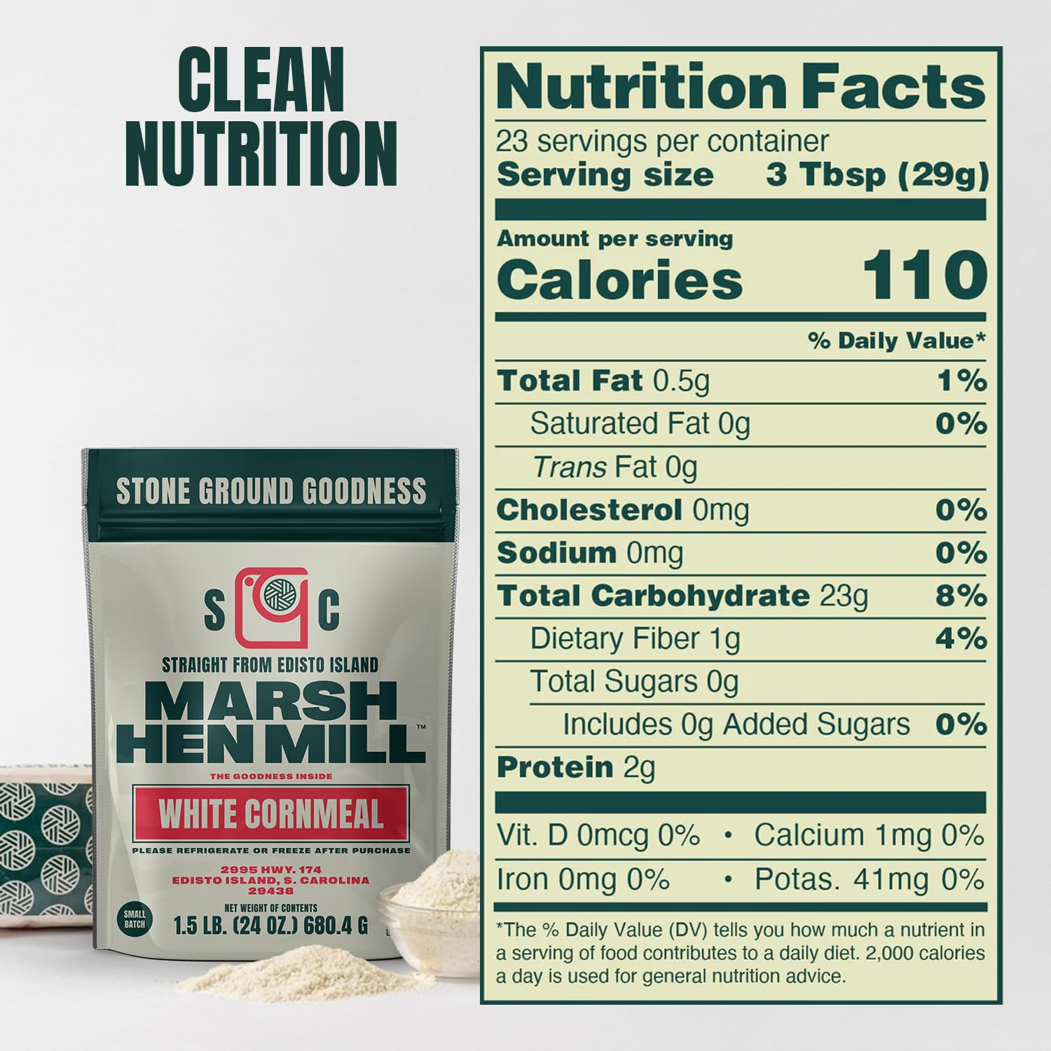 Marsh Hen Mill Stone Ground White Cornmeal | Heirloom Corn Flour | All Purpose Flour For Baking & Cooking | Versatile & Consistent Results | Grown on