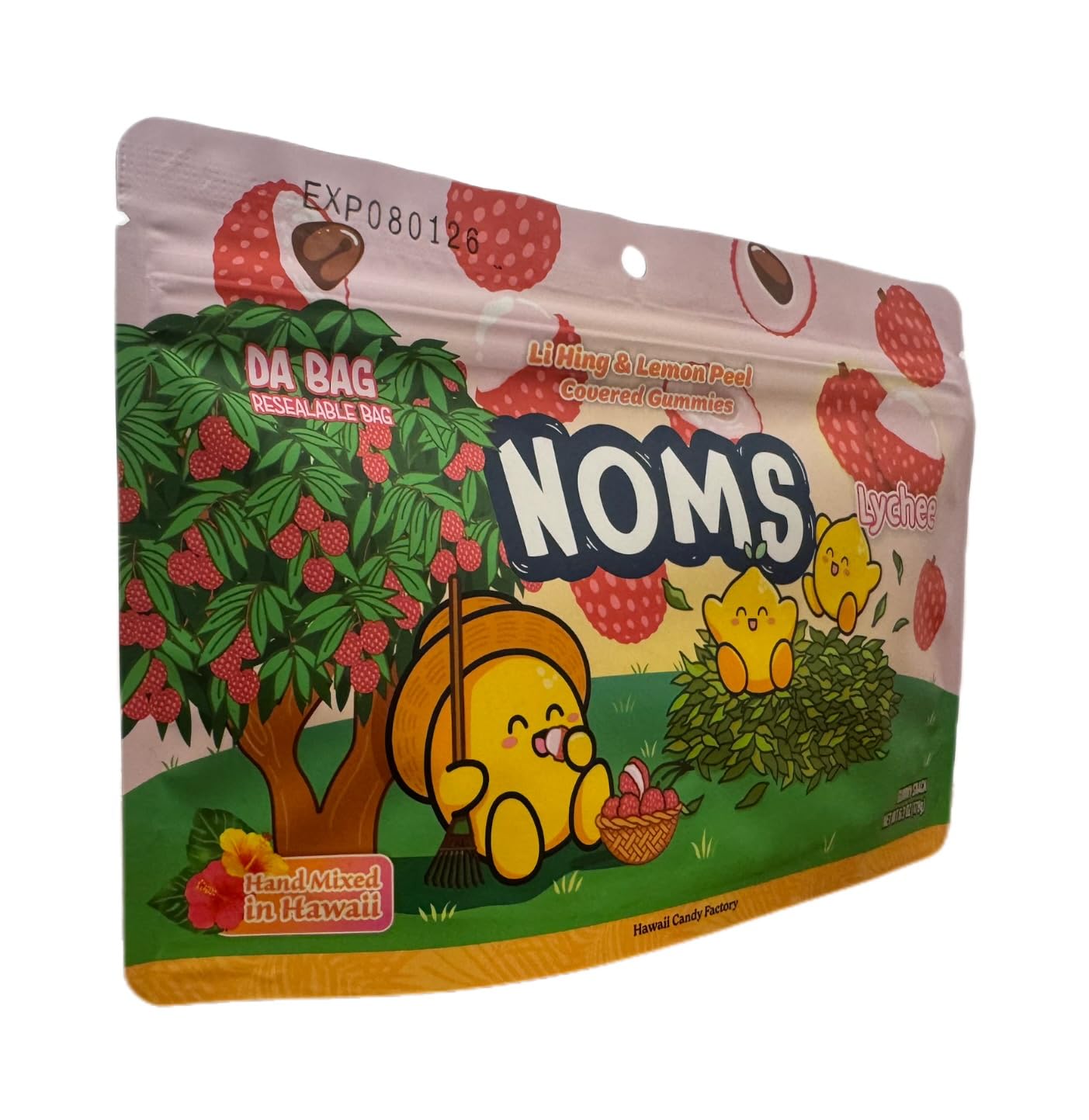 NOMS Li Hing & Lemon Peel Lychee Gummies - Sweet & Tangy Hawaiian Snack, 6.3 oz (178g), Hand Mixed in Hawaii