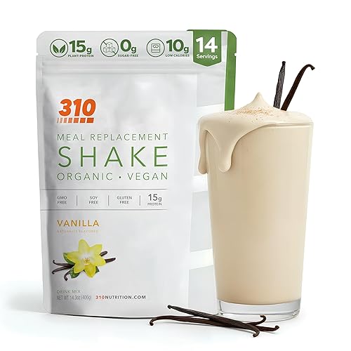 310 Nutrition Organic All-In-One Meal Replacement Shake Powder - Plant-Based Protein Smoothie Blend w/Fiber, Probiotics & Adaptogens - Low Carb