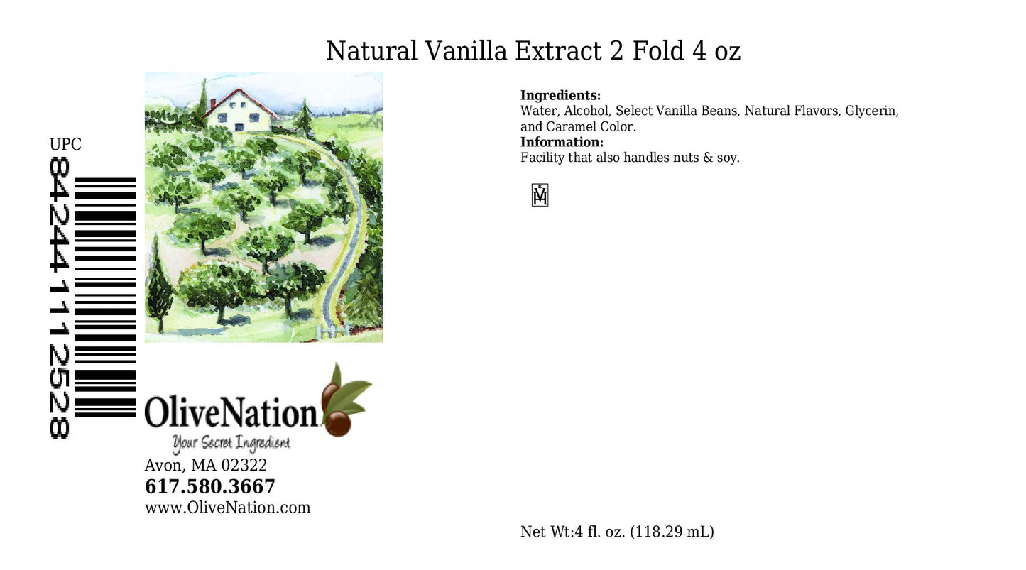 OliveNation 2X Natural Bourbon Vanilla Flavor - Double Strength Vanilla for Baking, Cooking, Ice Cream, Frosting, Non-GMO, Kosher, Gluten Free, Vegan