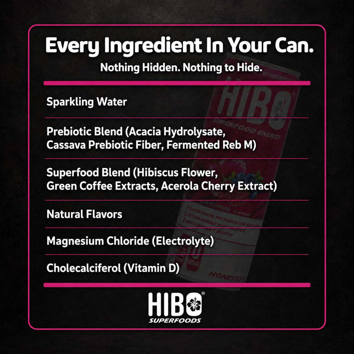 HIBO Superfood Energy Original, Sugar Free, 150mg Caffeine