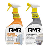 RMR Buildup Breakdown Bundle - Xtreme Soap Scum Remover + Stainless Steel Cleaner Polish, 2-Step Bathroom & Kitchen Cleaning Kit for Shower, Tub