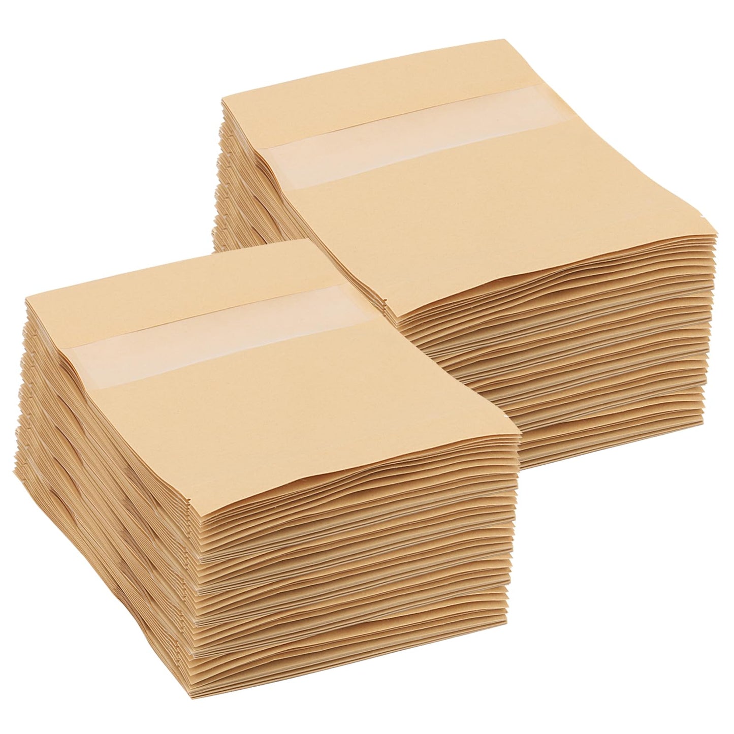 SHEUTSAN 200 Pack 6.6 x 9.4 Inch Kraft Stand Up Zip Lock Pouches, 17 x 24cm Brown Resealable Bags with Window, Reusable Kraft Zipper Paper Bags