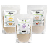 Nafajama Premium Fonio Variety 3 Packs-3lb, White Fonio Grain, Toasted Fonio Grain Organic & Toasted Fonio Flour | Gluten-Free Ancient Grain | Non-GMO, Vegan, High-Fiber Rice Alternative
