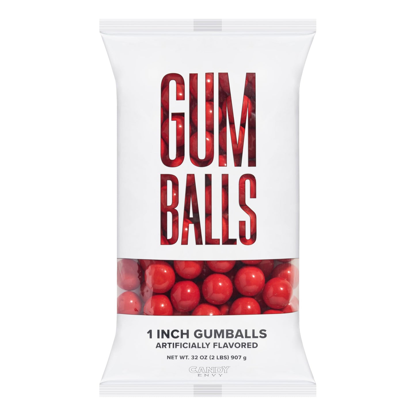 Candy Envy - Red 1 Inch Gumballs - 2lb Bag - Approximately 113 Gumballs Per Bag - North American Made & Kosher Certified