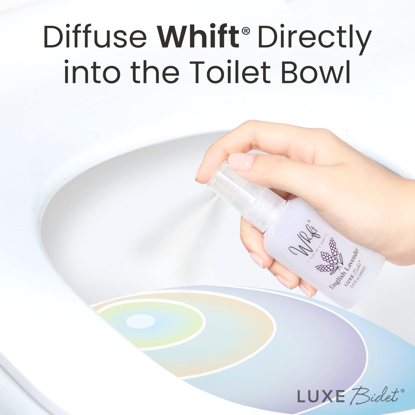 Whift by LUXE Bidet Deodorizing Spray, Odor Eliminator, Bathroom Essential, Travel Size, TSA Safe Before You Go Toilet Spray, English Lavender, 60mL