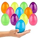 PREXTEX 3.5” Unfilled Easter Eggs, 12 pcs Empty Plastic Eggs Fillable with Candy, Presents for Toy Basket - Easter Decorations, Toy Egg Basket - Boys