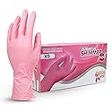 Dash Alasta Shimmer Nitrile Exam Gloves -Pink -XS | Powder-Free Medical Grade Disposable Gloves, ASTM Certified | 2.8 Mil Thickness, 9.1 in Length |