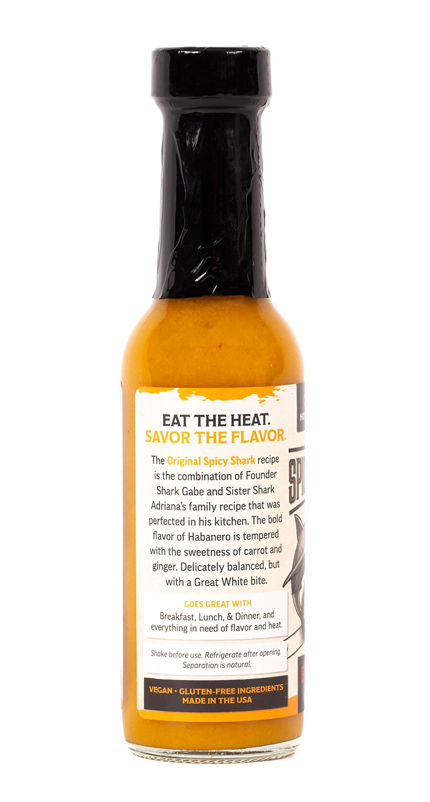 The Spicy Shark Original Hot Sauce - Vegan, Gluten Free and Made in the USA - Brand Featured on Hot Ones